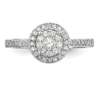 14k White Gold 1/2ct Lab Grown Diamond VS/SI+ G+ Comp Cluster Eng Ring