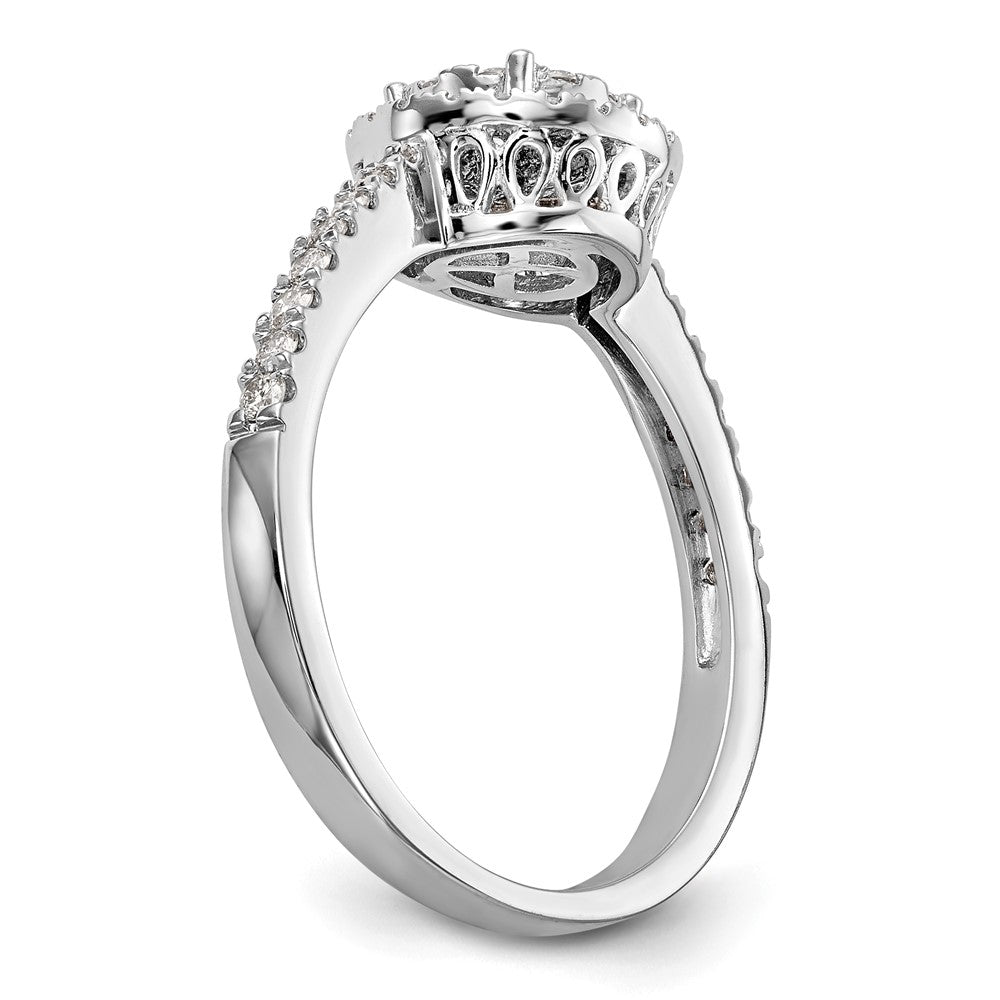 14k White Gold 1/2ct Lab Grown Diamond VS/SI+ G+ Comp Cluster Eng Ring