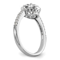 14k White Gold 1/2ct Lab Grown Diamond VS/SI+ G+ Comp Cluster Eng Ring