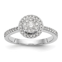 14k White Gold 1/2ct Lab Grown Diamond VS/SI+ G+ Comp Cluster Eng Ring