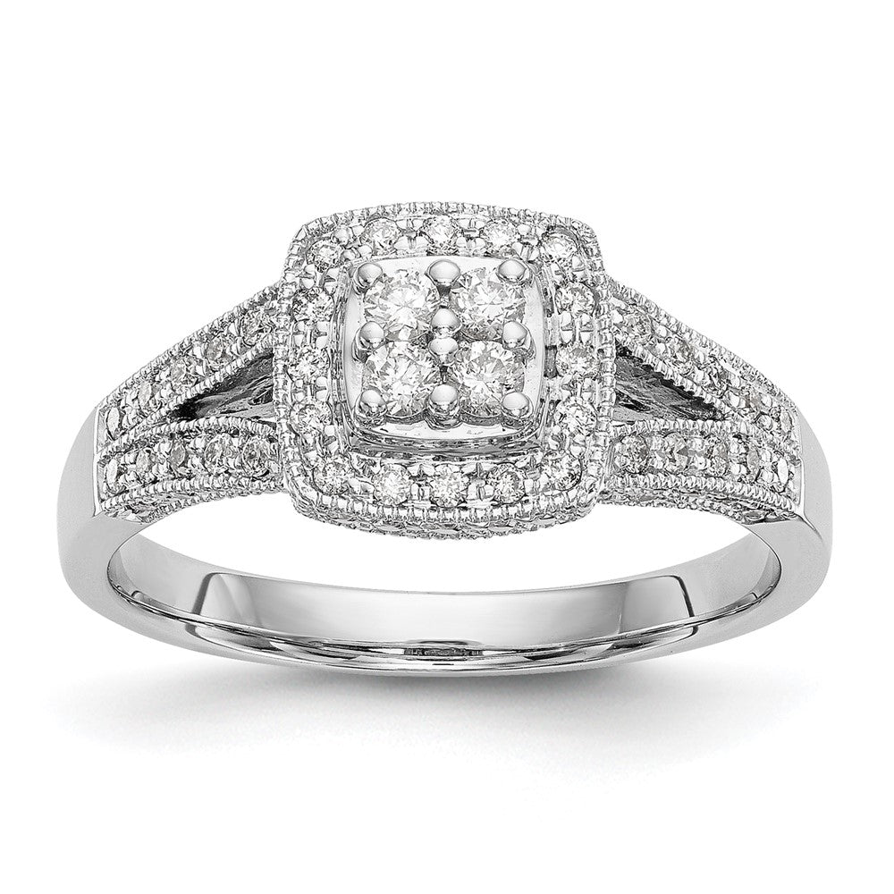 14kw 1/2ct Lab Grown Diamond VS/SI+ G+ Complete Cluster Eng Ring