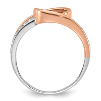 14k Two-Tone 1/6ct Lab Grown Diamond VS/SI+ G+ Semi Peg Set Eng Ring