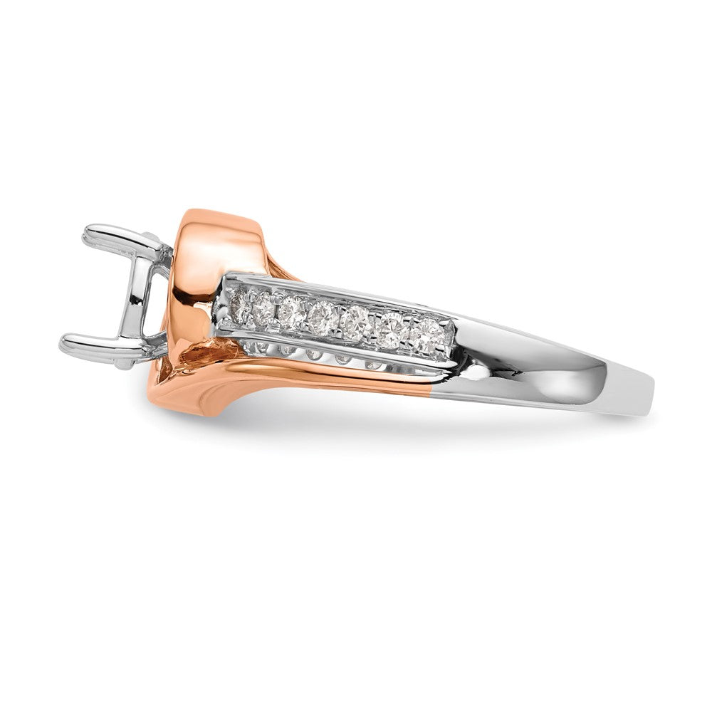 14k Two-Tone 1/6ct Lab Grown Diamond VS/SI+ G+ Semi Peg Set Eng Ring