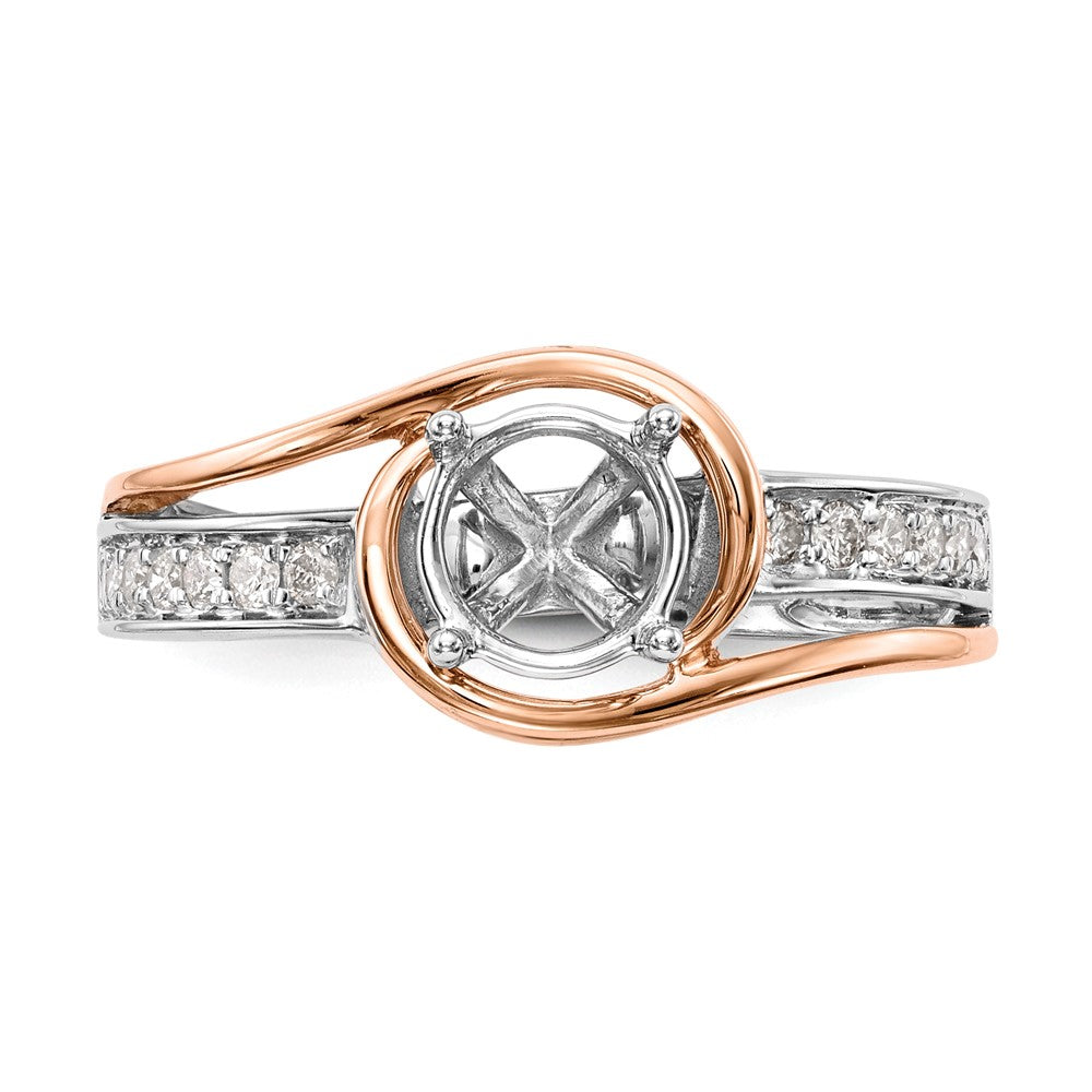 14k Two-Tone 1/6ct Lab Grown Diamond VS/SI+ G+ Semi Peg Set Eng Ring