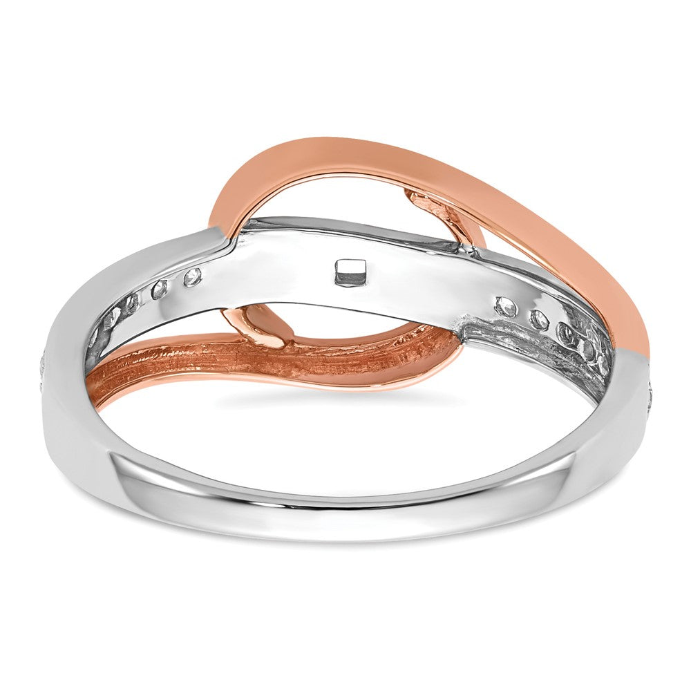 14k Two-Tone 1/6ct Lab Grown Diamond VS/SI+ G+ Semi Peg Set Eng Ring