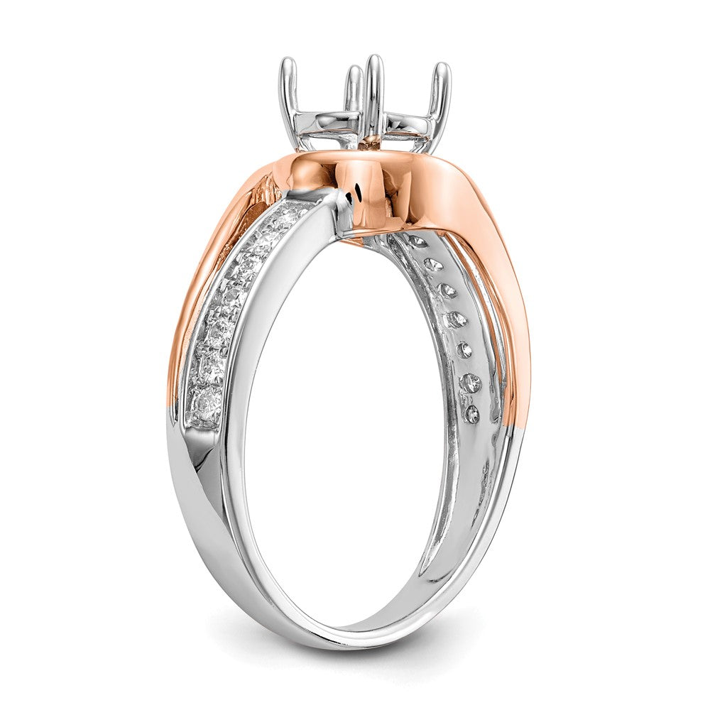 14k Two-Tone 1/6ct Lab Grown Diamond VS/SI+ G+ Semi Peg Set Eng Ring