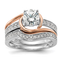 14k Two-Tone 1/6ct Lab Grown Diamond VS/SI+ G+ Semi Peg Set Eng Ring