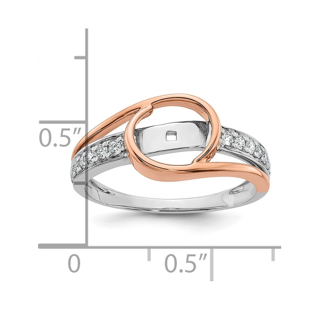 14k Two-Tone 1/6ct Lab Grown Diamond VS/SI+ G+ Semi Peg Set Eng Ring