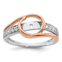 14k Two-Tone 1/6ct Lab Grown Diamond VS/SI+ G+ Semi Peg Set Eng Ring