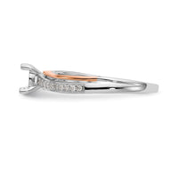 14k Two-tone 1/10 ct Lab Grown Dia VS/SI+ G+ Semi Mount Peg Set Eng Ring
