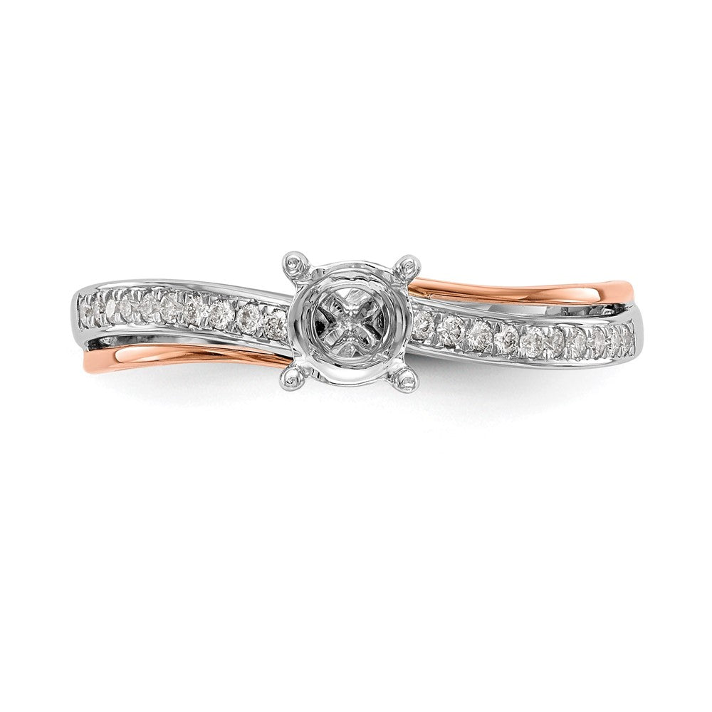 14k Two-tone 1/10 ct Lab Grown Dia VS/SI+ G+ Semi Mount Peg Set Eng Ring