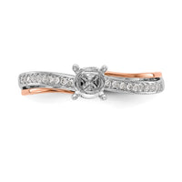 14k Two-tone 1/10 ct Lab Grown Dia VS/SI+ G+ Semi Mount Peg Set Eng Ring