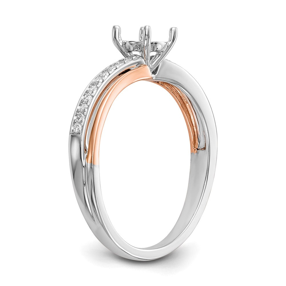 14k Two-tone 1/10 ct Lab Grown Dia VS/SI+ G+ Semi Mount Peg Set Eng Ring