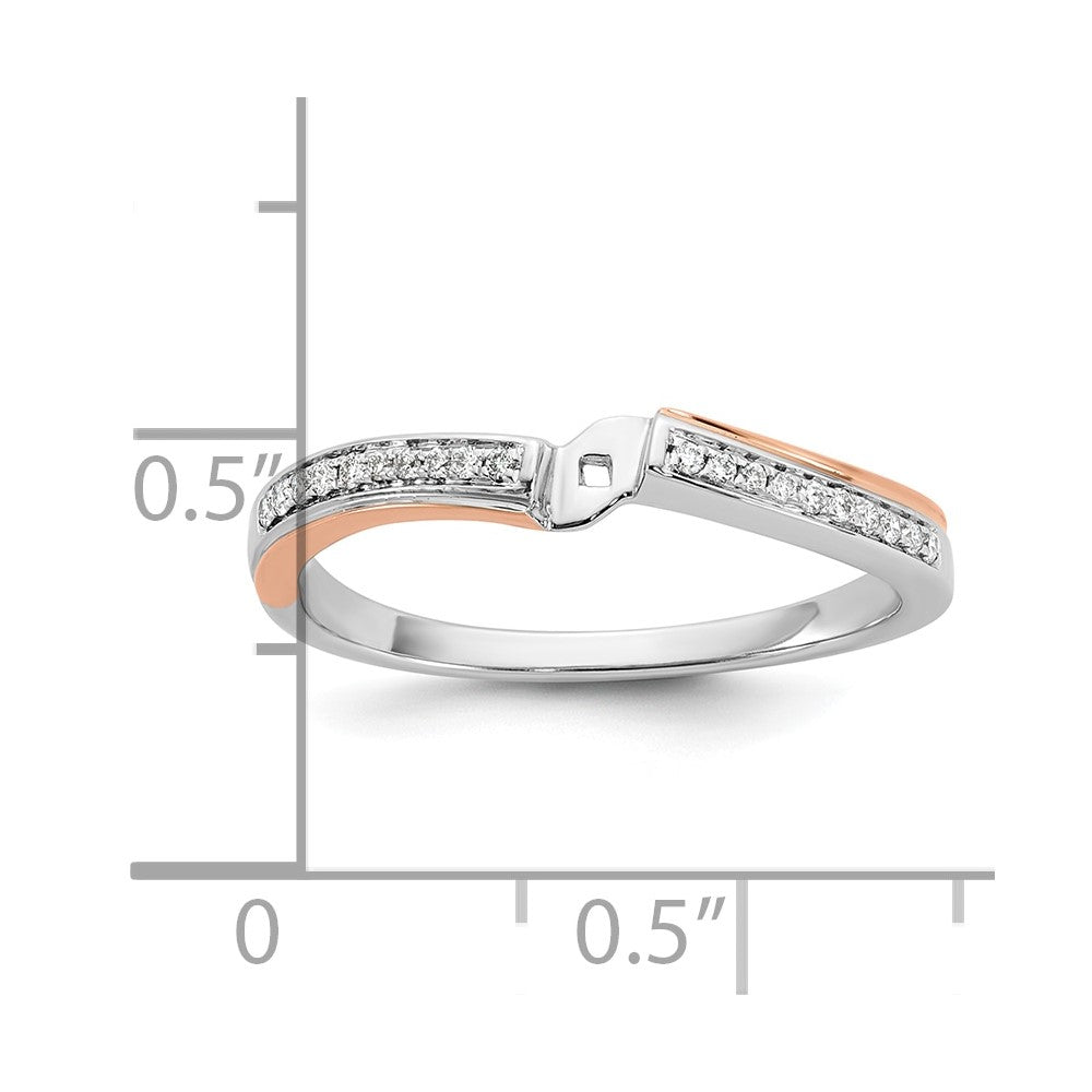 14k Two-tone 1/10 ct Lab Grown Dia VS/SI+ G+ Semi Mount Peg Set Eng Ring