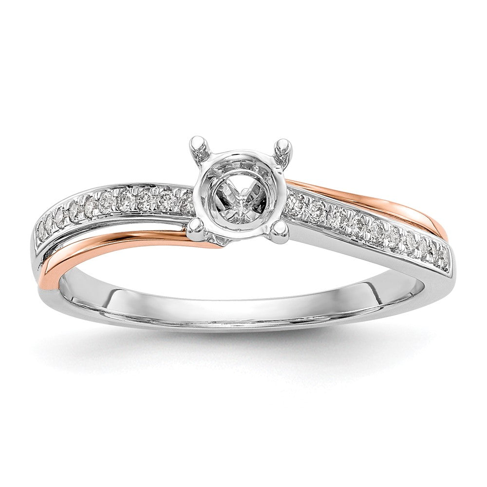 14k Two-tone 1/10 ct Lab Grown Dia VS/SI+ G+ Semi Mount Peg Set Eng Ring