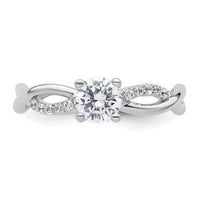 14k White Gold 5/8 ct Lab Grown Diamond VS/SI+ G+ Comp Bypass Eng Ring