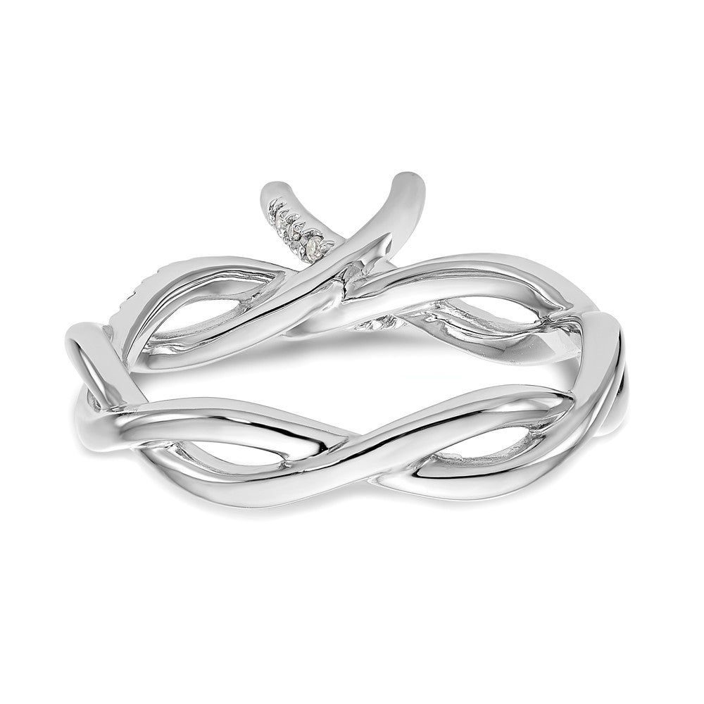 14k White 1/5 ct Lab Grown Dia VS/SI+ G+ 3/4 ct Center Semi Bypass Eng Ring