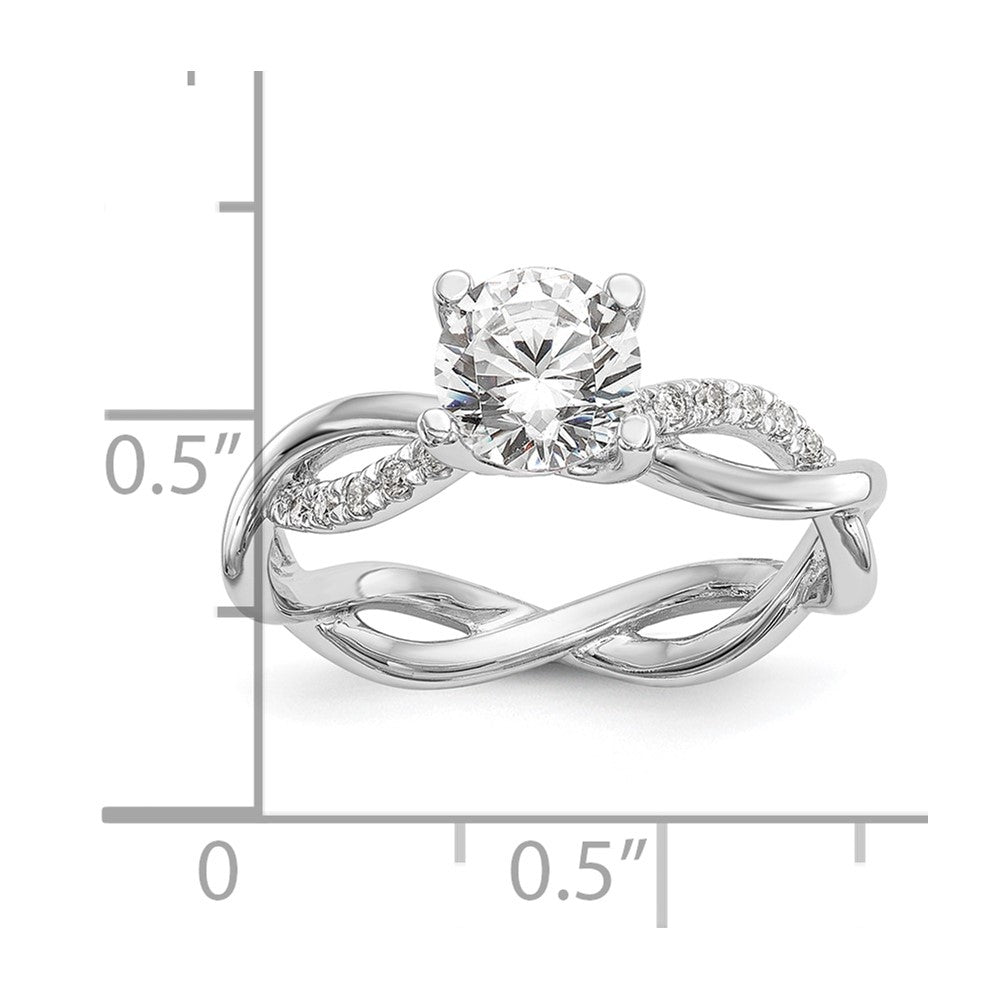 14k White 1/5 ct Lab Grown Dia VS/SI+ G+ 3/4 ct Center Semi Bypass Eng Ring
