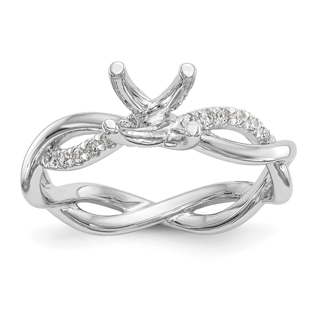 14k White 1/5 ct Lab Grown Dia VS/SI+ G+ 3/4 ct Center Semi Bypass Eng Ring