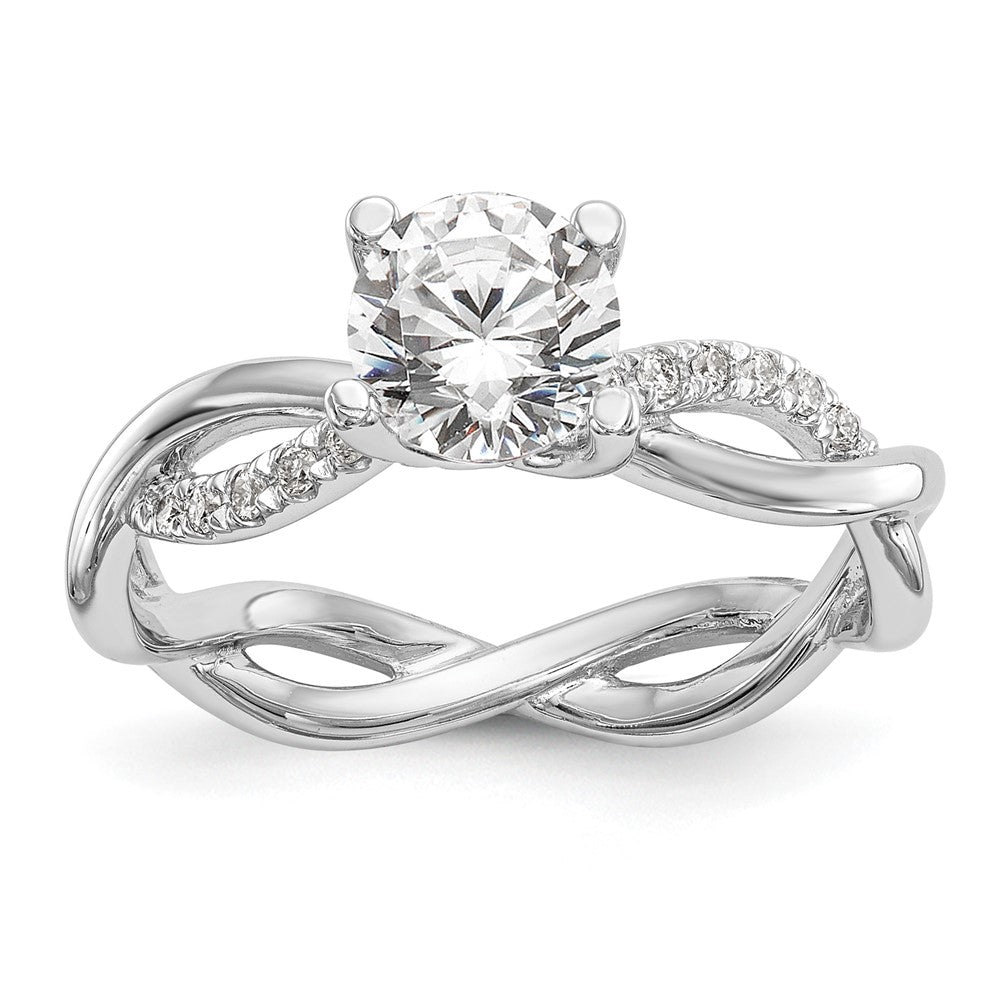 14k White 1/5 ct Lab Grown Dia VS/SI+ G+ 3/4 ct Center Semi Bypass Eng Ring