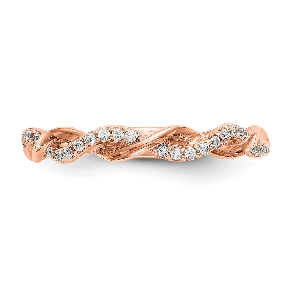 14kr 1/8ct Lab Grown Dia VS/SI+ G+ Comp Criss Cross Wedding Band