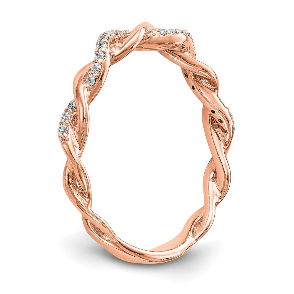 14kr 1/8ct Lab Grown Dia VS/SI+ G+ Comp Criss Cross Wedding Band