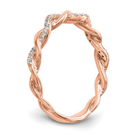 14kr 1/8ct Lab Grown Dia VS/SI+ G+ Comp Criss Cross Wedding Band