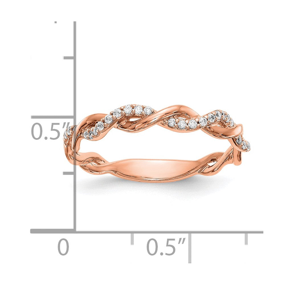 14kr 1/8ct Lab Grown Dia VS/SI+ G+ Comp Criss Cross Wedding Band