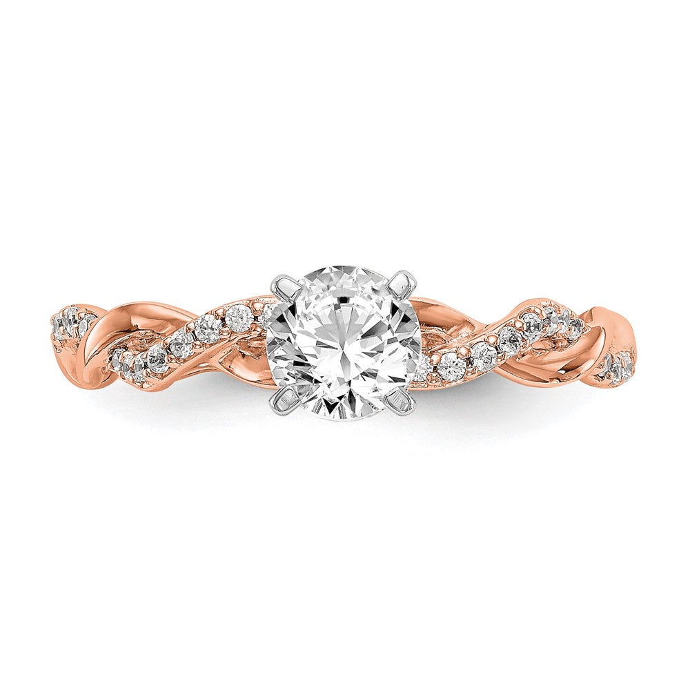 14kr 1/10 ct Lab Grown Dia VS/SI+ G+ Semi Peg Set Criss Cross Eng Ring