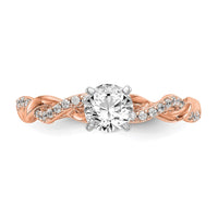 14kr 1/10 ct Lab Grown Dia VS/SI+ G+ Semi Peg Set Criss Cross Eng Ring