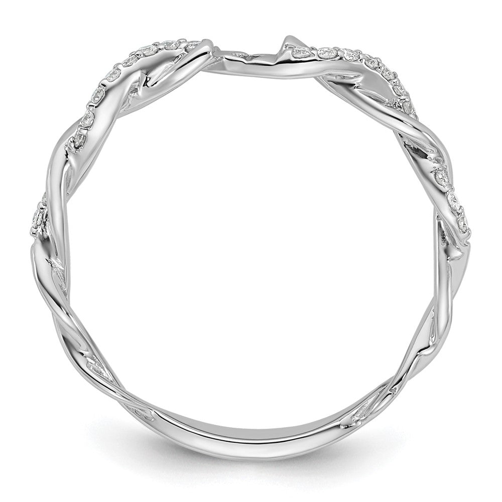 14kw 1/10 ct Lab Grown Dia VS/SI+ G+ Semi Peg Set Criss Cross Eng Ring