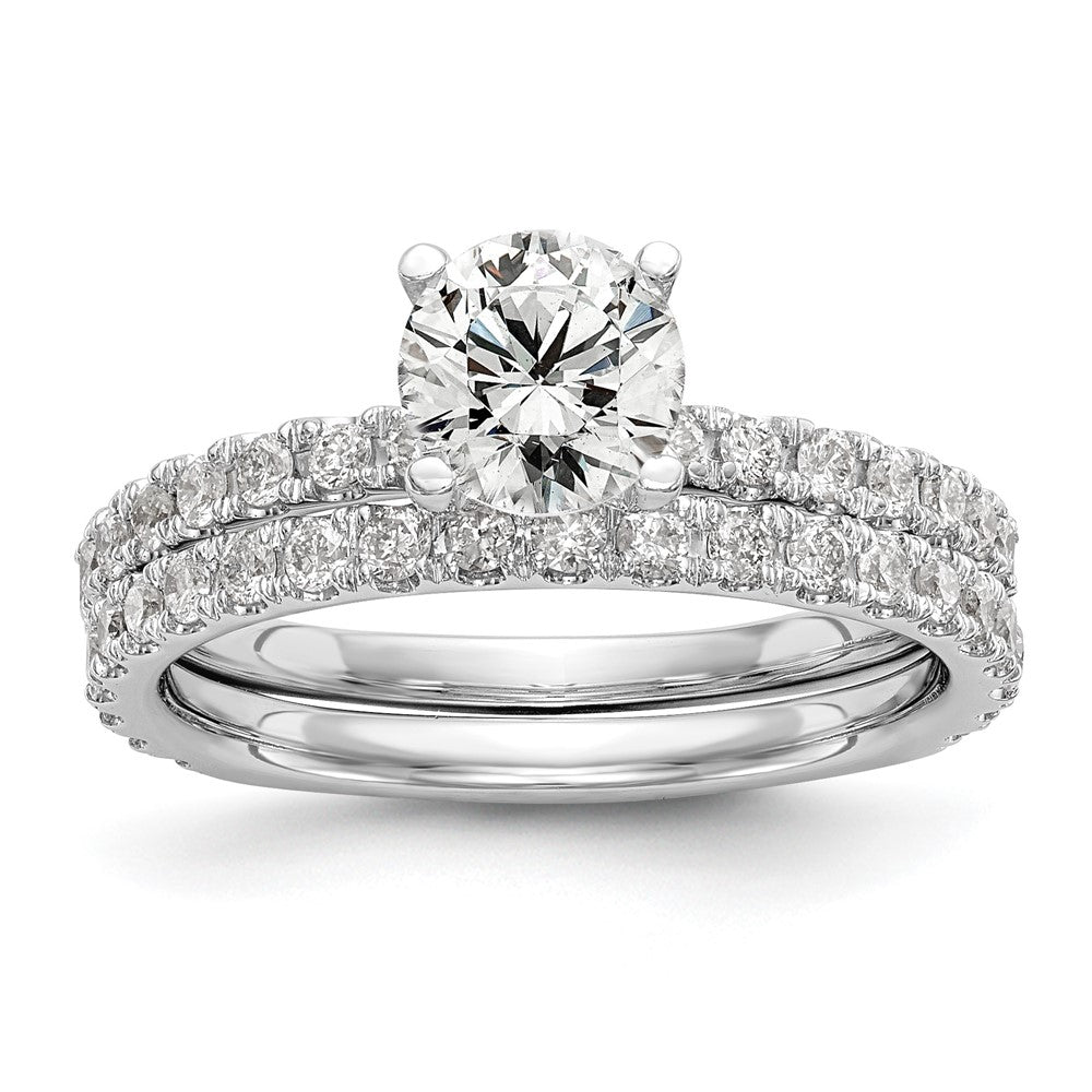 14kw 1/3ct Lab Grown Diamond VS/SI+ G+ 1ct Center Round Semi Eng Ring
