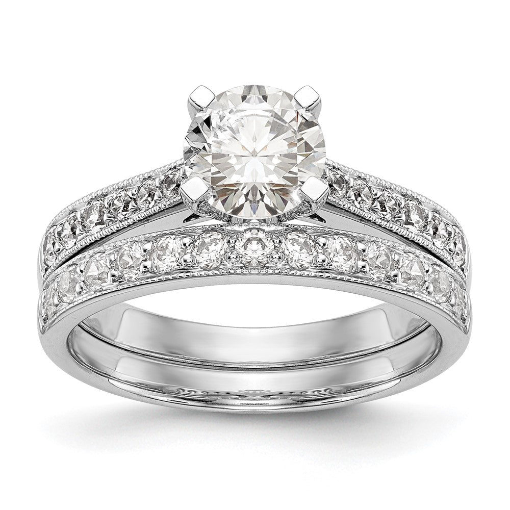 14k White Gold 1/4 ct Lab Grown Diamond VS/SI+ G+ 1 ct Center Semi Eng Ring
