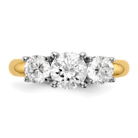 14k Two-tone Three Stone Engagement Ring Mounting