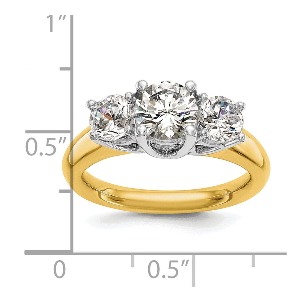 14k Two-tone Three Stone Engagement Ring Mounting