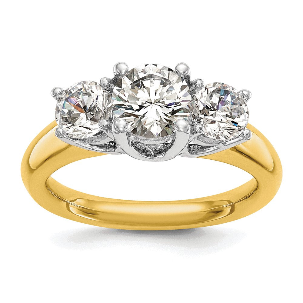 14k Two-tone Three Stone Engagement Ring Mounting