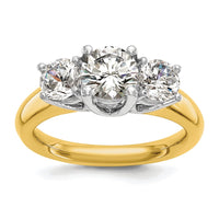 14k Two-tone Three Stone Engagement Ring Mounting