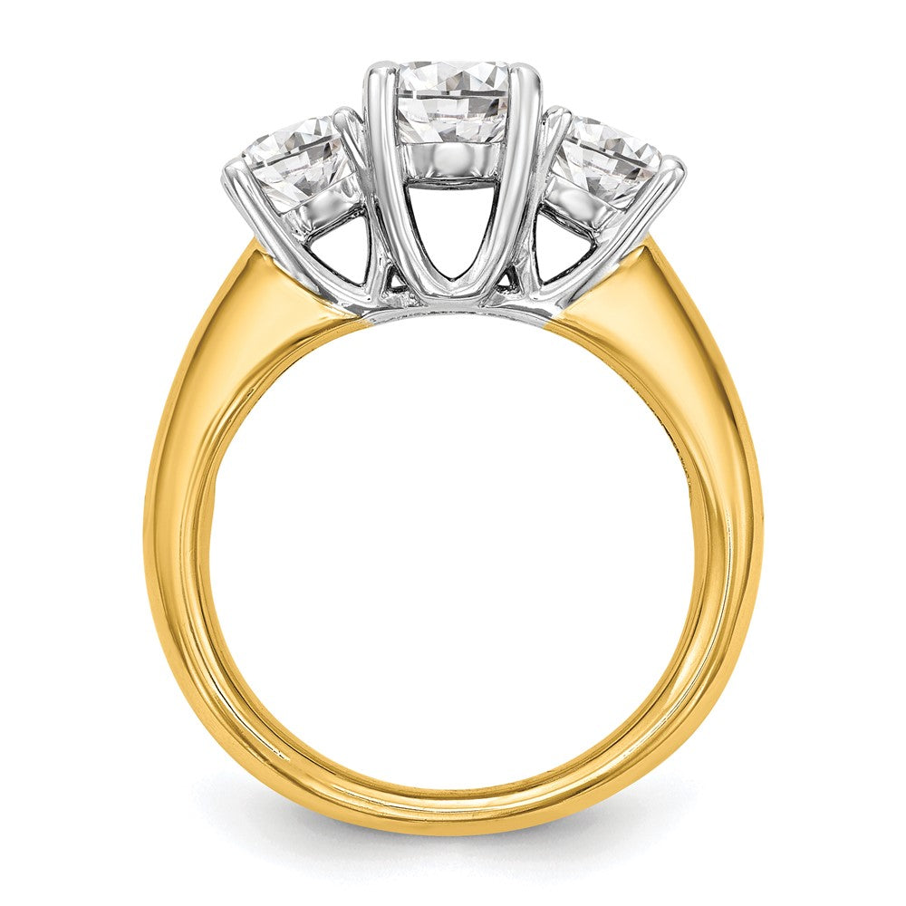14k Two-tone Three Stone Engagement Ring Mounting