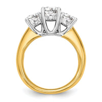 14k Two-tone Three Stone Engagement Ring Mounting