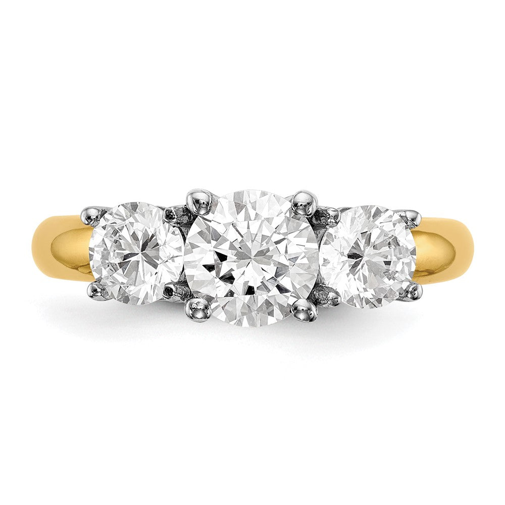14k Two-tone Three Stone Engagement Ring Mounting