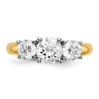 14k Two-tone Three Stone Engagement Ring Mounting