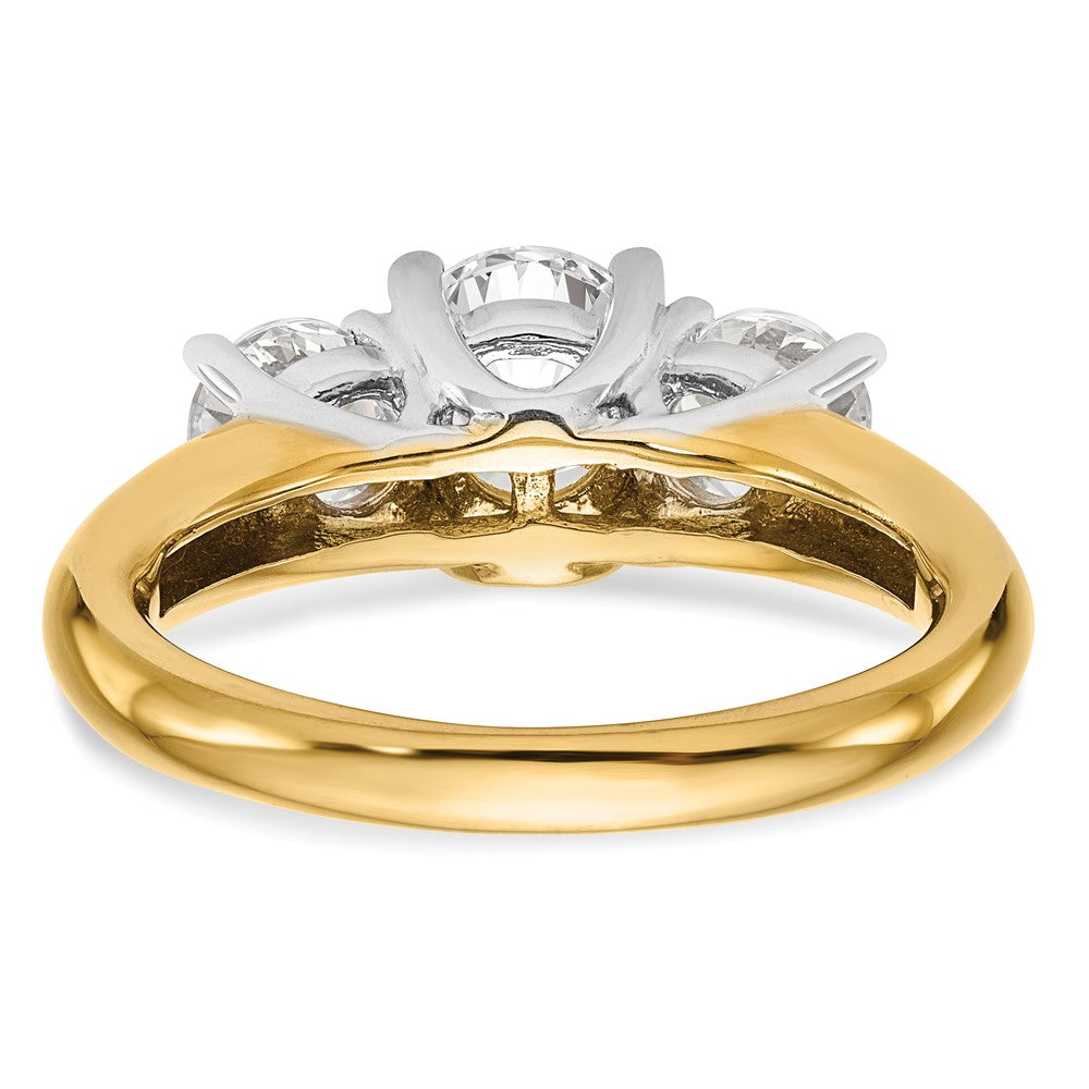 14k Two-tone Three Stone Engagement Ring Mounting