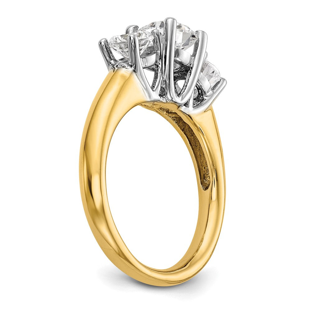 14k Two-tone Three Stone Engagement Ring Mounting