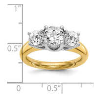 14k Two-tone Three Stone Engagement Ring Mounting