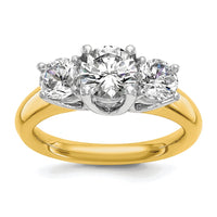 14k Two-tone Three Stone Engagement Ring Mounting