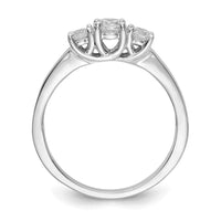 14k White Gold 1/2 ct Lab Grown Dia VS/SI+ G+ Comp 3 Stone Engagement Ring
