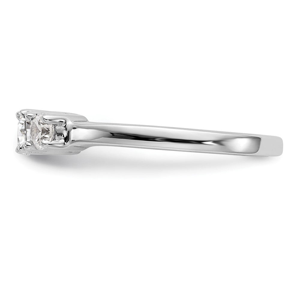 14k White Gold 1/2 ct Lab Grown Dia VS/SI+ G+ Comp 3 Stone Engagement Ring