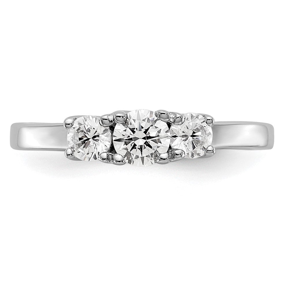 14k White Gold 1/2 ct Lab Grown Dia VS/SI+ G+ Comp 3 Stone Engagement Ring