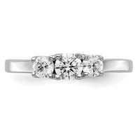 14k White Gold 1/2 ct Lab Grown Dia VS/SI+ G+ Comp 3 Stone Engagement Ring