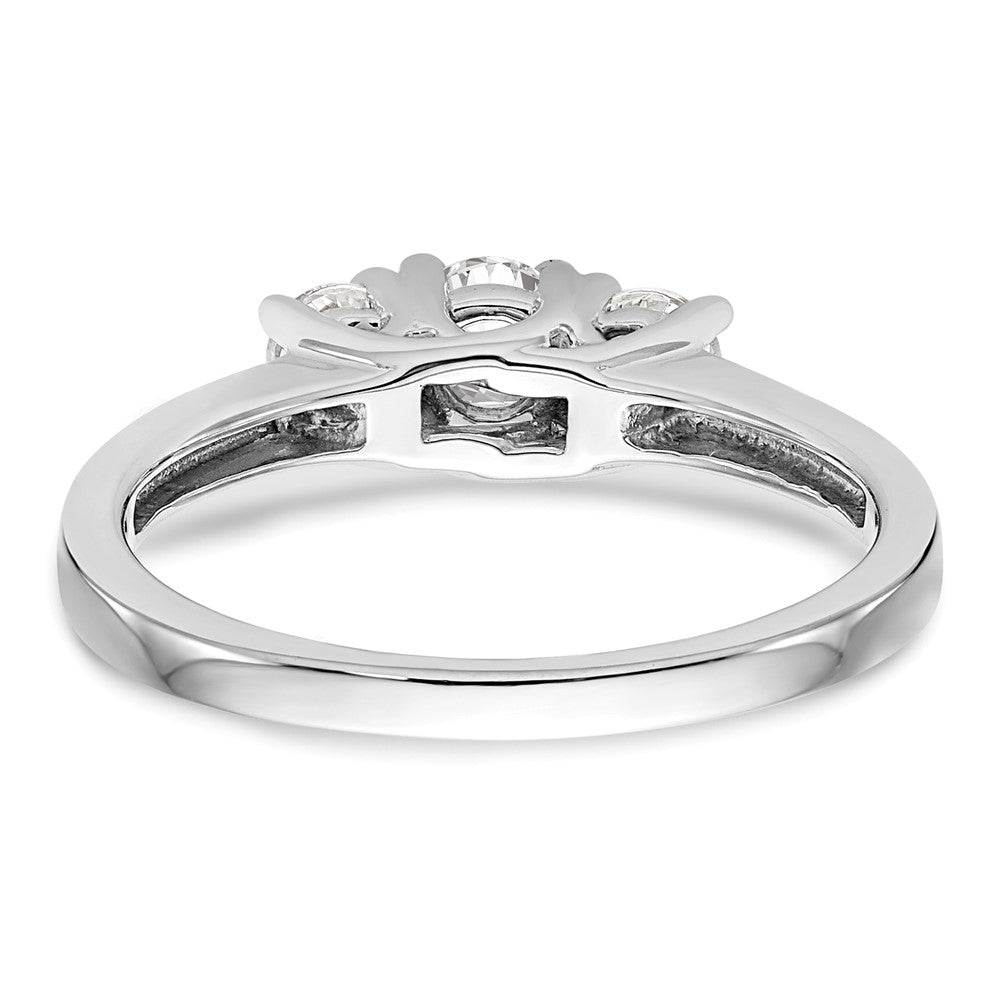 14k White Gold 1/2 ct Lab Grown Dia VS/SI+ G+ Comp 3 Stone Engagement Ring